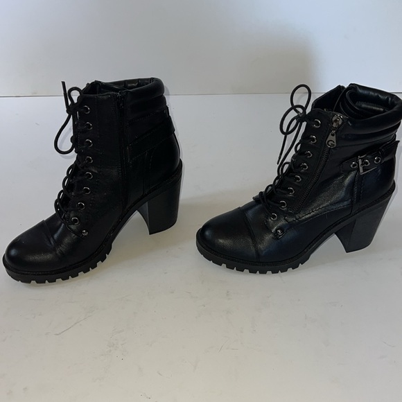 LAST CALL: Lug sole lace up bootie with zipper. Vegan leather. - Picture 3 of 6